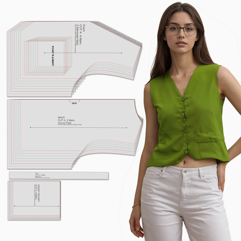 Textile Sewing Patterns - Modelli di cucito per gilet da
