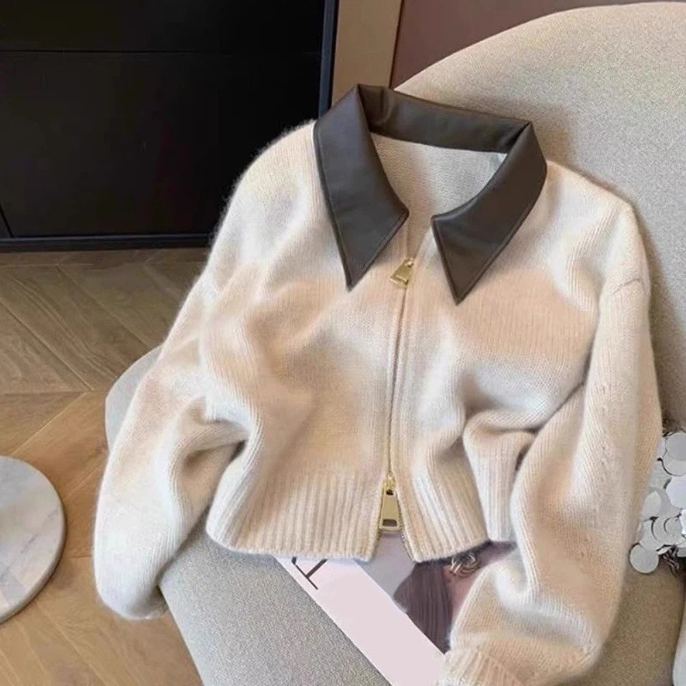Cardigan in maglia con collett - Sewing Front Zipper recensione e prezzo